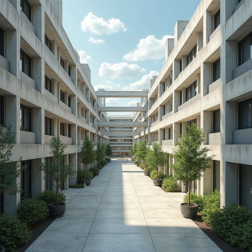 Prompt: Bauhaus-style hospital building, asymmetrical facade, rectangular windows, industrial materials, exposed concrete, steel beams, minimalist ornamentation, functional simplicity, bold color contrasts, geometric patterns, modern medical equipment, sleek lines, cantilevered canopies, open-air corridors, natural ventilation systems, abundant daylight, high-contrast lighting, shallow depth of field, 2/3 composition, realistic textures, ambient occlusion.