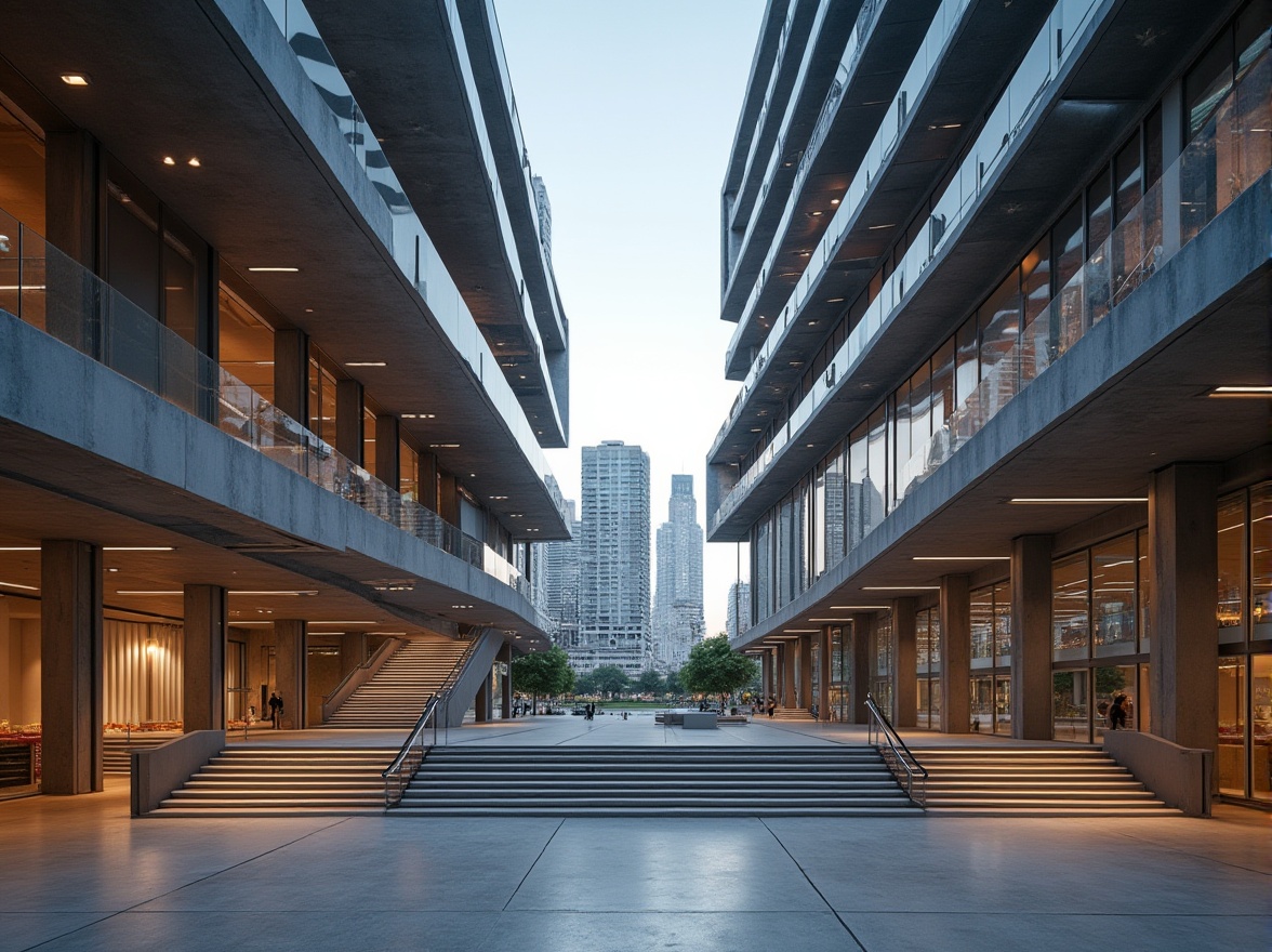 Prompt: Sleek modern buildings, cantilevered roofs, exposed steel beams, industrial chic aesthetic, polished concrete floors, minimalist interior design, functional open spaces, geometric staircases, suspended ceilings, LED lighting systems, urban cityscape, bustling streets, contemporary architecture, 1/1 composition, high-contrast lighting, dramatic shadows, realistic textures.