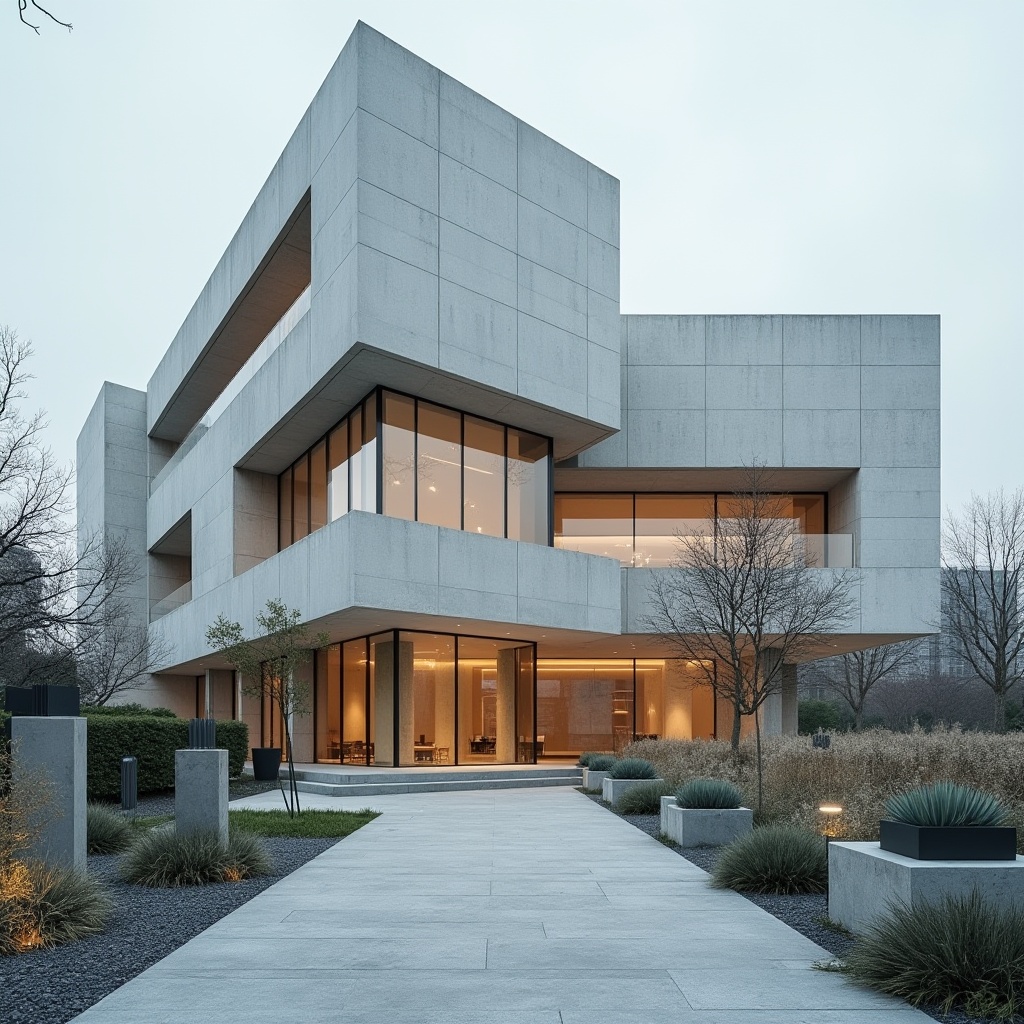 Prompt: Geometric hospital building, modernist architecture, clean lines, minimal ornamentation, functional layout, asymmetrical fa\u00e7ade, large windows, steel frames, concrete walls, rectangular shapes, urban surroundings, cityscape views, abstract sculptures, minimalist planters, succulent gardens, gravel pathways, industrial-style lighting, diffused natural light, 1/1 composition, symmetrical framing, high-contrast textures, subtle color palette.