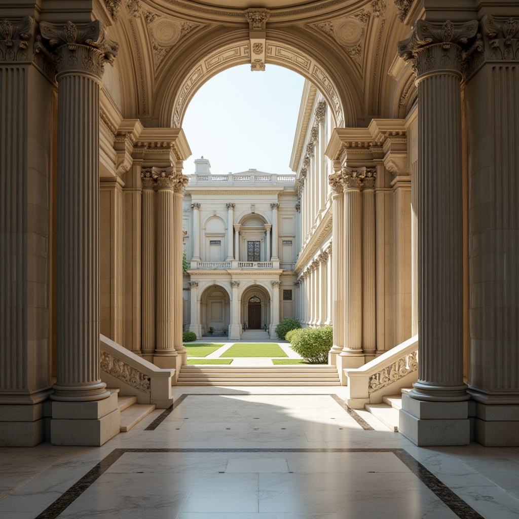 Prompt: Grand university campus, neoclassical architecture style, iconic columns, ornate capitals, fluted shafts, Corinthian details, symmetrical facades, grand entrances, sweeping staircases, intricate moldings, polished marble floors, high ceilings, natural light, atmospheric softbox lighting, 1/2 composition, shallow depth of field, realistic textures, ambient occlusion.