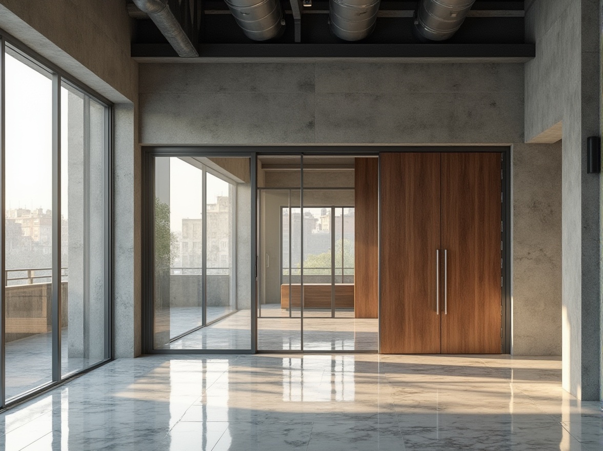 Prompt: Exterior concrete walls, industrial metal cladding, large glass windows, minimalist wooden doors, sleek aluminum frames, polished marble floors, modern steel beams, exposed ductwork, urban cityscape, morning mist, soft natural light, shallow depth of field, 3/4 composition, realistic textures, ambient occlusion.Let me know if this meets your requirements!