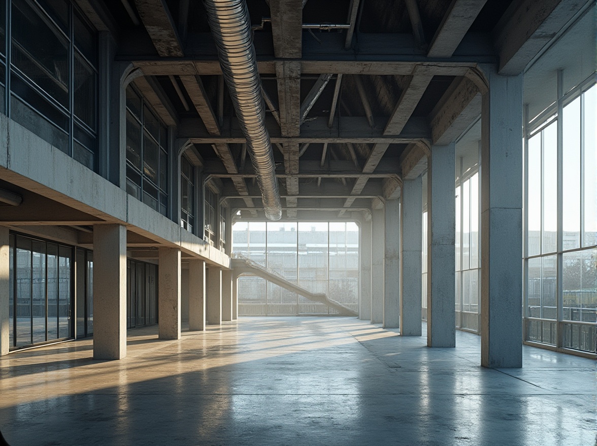 Prompt: \Intricate steel beams, exposed ductwork, polished concrete floors, minimalist columns, cantilevered roofs, asymmetrical facades, angular lines, industrial chic aesthetic, urban cityscape, morning mist, soft diffused lighting, shallow depth of field, 3/4 composition, realistic textures, ambient occlusion.\Let me know if this meets your requirements or if you need any further adjustments!