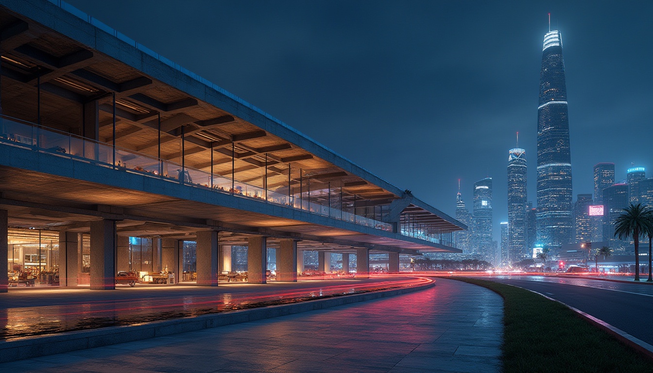 Prompt: Sleek skyscraper, cantilevered roofs, angular lines, minimalist design, exposed steel beams, polished concrete floors, industrial-chic aesthetic, urban cityscape, busy streets, modern transportation hubs, vibrant neon lights, dramatic nighttime views, shallow depth of field, 1/1 composition, realistic textures, ambient occlusion.