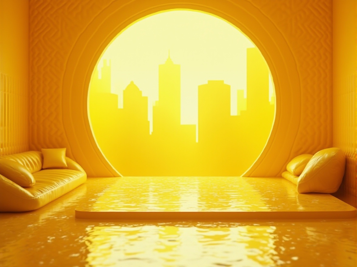 Prompt: Vibrant yellow accents, warm sunny day, bright optimistic atmosphere, modern minimalist design, sleek metallic surfaces, bold contrasting colors, energetic playful vibes, citrus-inspired hues, gradient effects, futuristic neon lights, urban cityscape, abstract geometric patterns, trendy industrial chic, distressed textures, high-contrast lighting, dynamic 3D models, cinematic camera angles, realistic reflections.