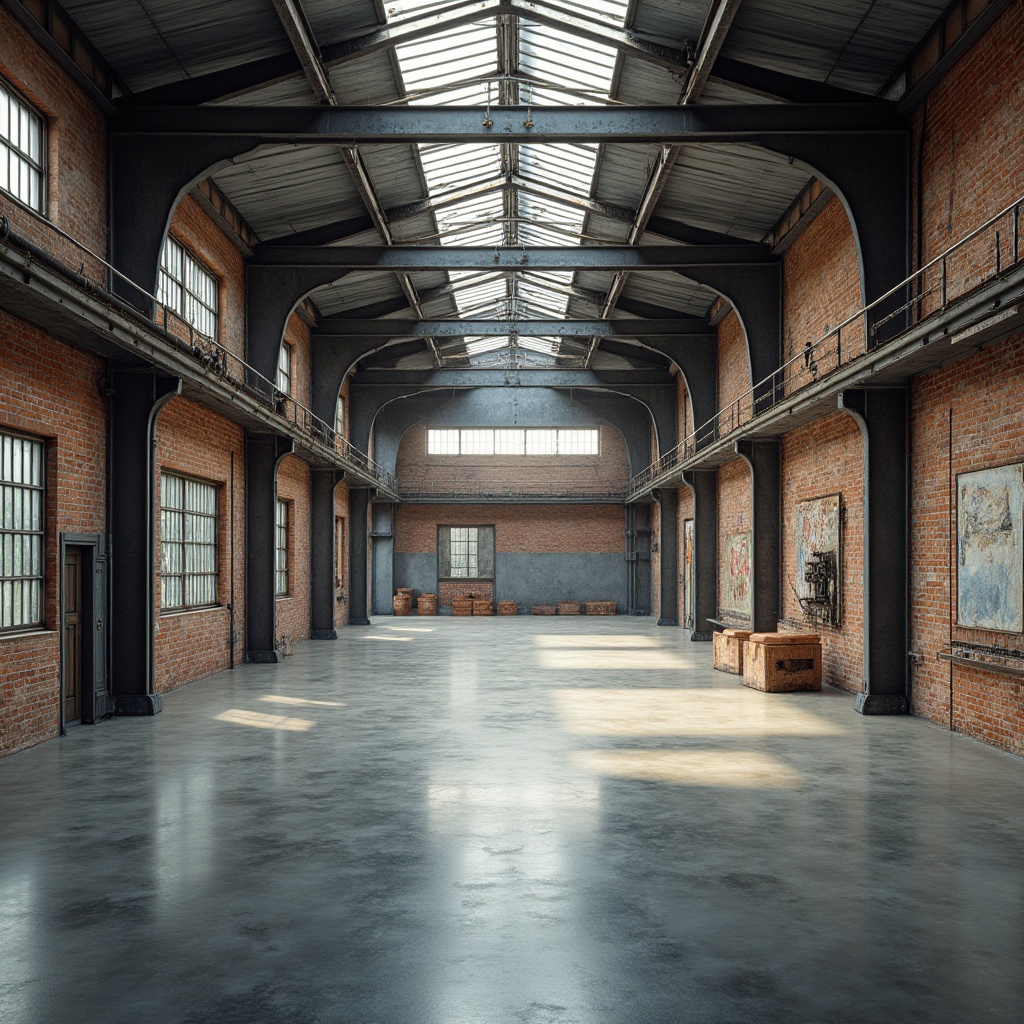 Prompt: Industrial warehouse, exposed brick walls, metal beams, polished concrete floors, rust-resistant steel framing, durable epoxy coatings, weathered wood accents, reinforced glass windows, high-performance insulation, corrugated metal roofing, natural ventilation systems, abundant skylights, softbox lighting, 1/2 composition, shallow depth of field, realistic textures, ambient occlusion.