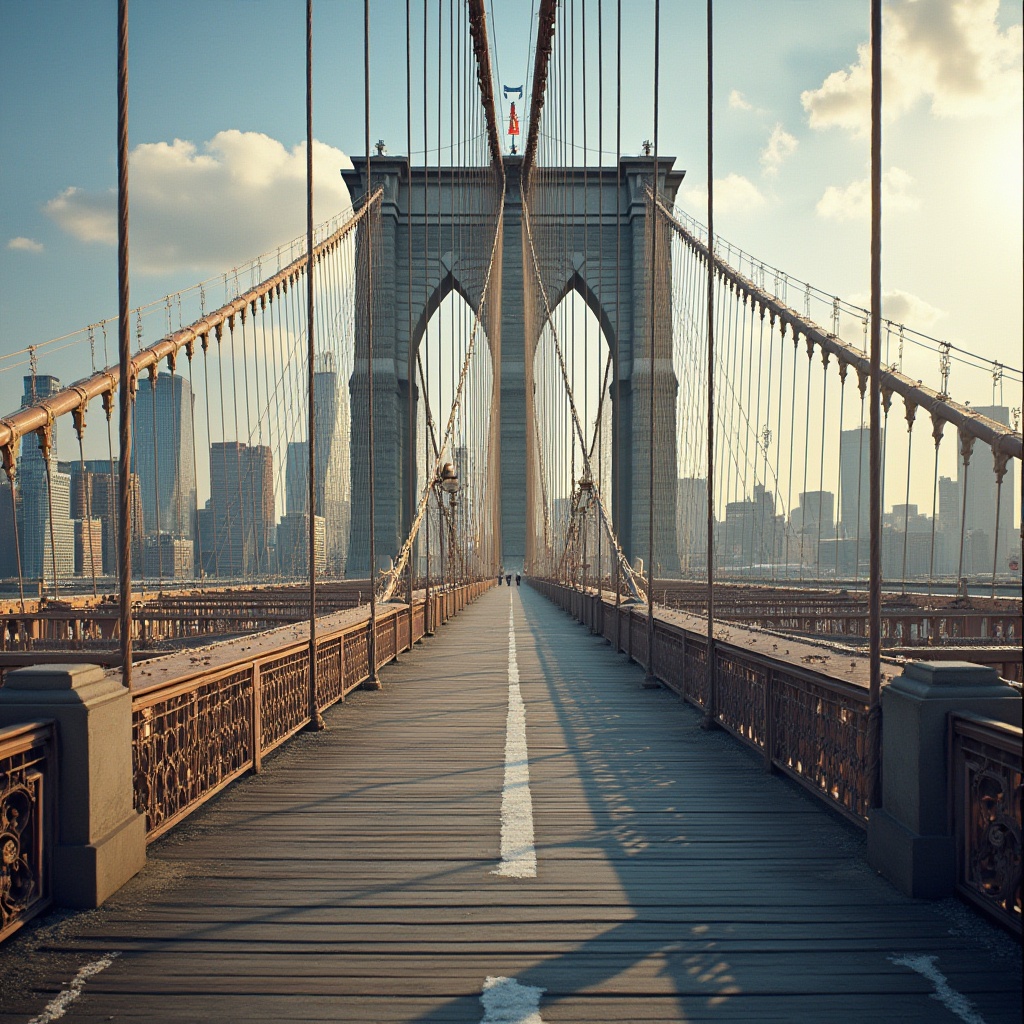 Prompt: Rustic steel arches, elegant suspension cables, classic stone pillars, ornate metal railings, refined concrete roadways, symmetrical bridge design, sweeping curves, majestic urban landscapes, vibrant city skylines, sunny afternoon lighting, soft warm shadows, shallow depth of field, 3/4 composition, panoramic view, realistic textures, ambient occlusion.