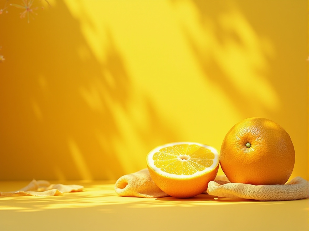 Prompt: Vibrant yellow hues, energetic atmosphere, sunny disposition, bright accents, warm lighting, optimistic mood, citrus-inspired colors, creamy whites, rich wood textures, natural fabrics, eclectic patterns, playful typography, bold graphic elements, abstract shapes, 1/2 composition, soft focus, warm color grading, realistic renderings.