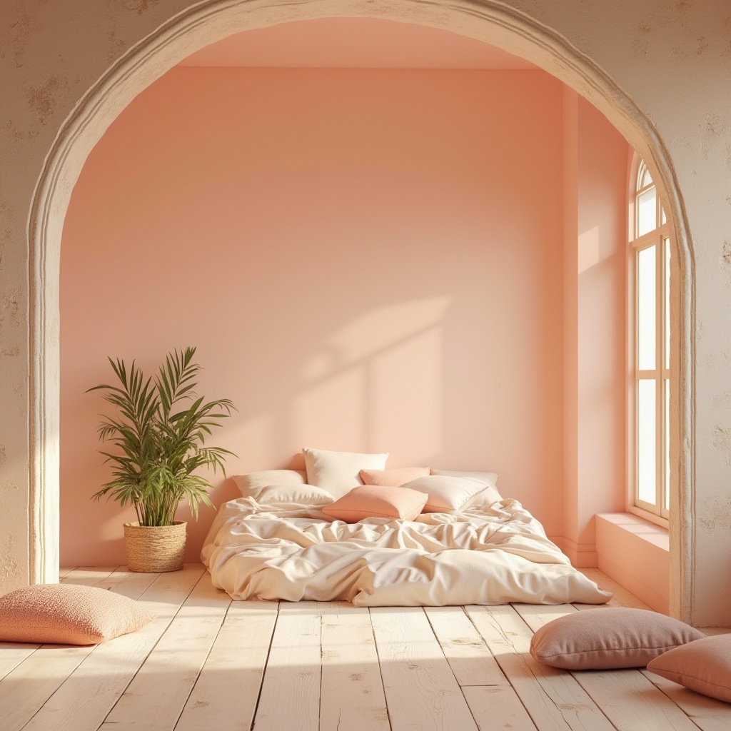 Prompt: Vibrant design studio, bold typography, pastel color scheme, soft peach tones, creamy whites, rich charcoal accents, natural wood textures, minimalist composition, clean lines, ample negative space, warm atmospheric lighting, shallow depth of field, 2/3 composition, realistic renderings, ambient occlusion.