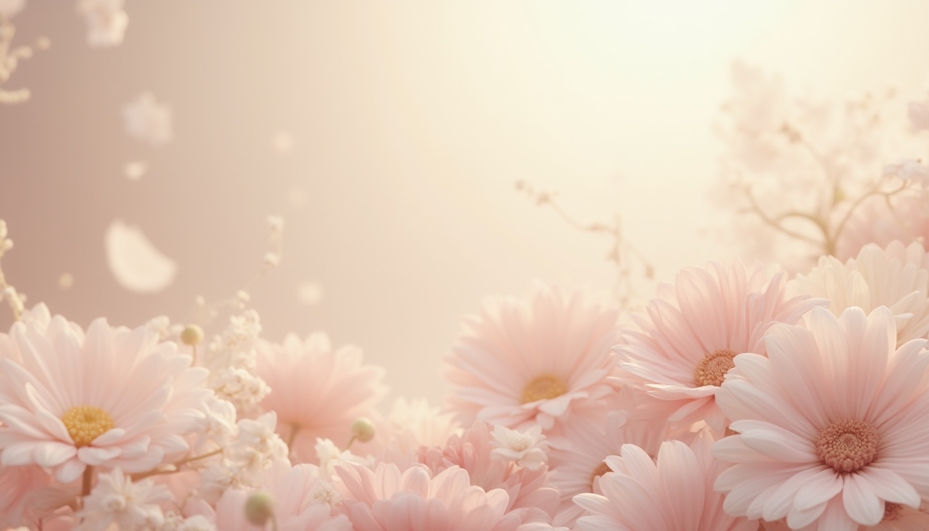 Prompt: Soft pastel hues, calming atmosphere, serene ambiance, gentle gradient transitions, warm beige tones, creamy whites, pale blues, mauve accents, nature-inspired shades, earthy undertones, subtle texture overlays, elegant typography, balanced composition, 2/3 rule, soft focus, warm lighting, shallow depth of field, realistic renderings.