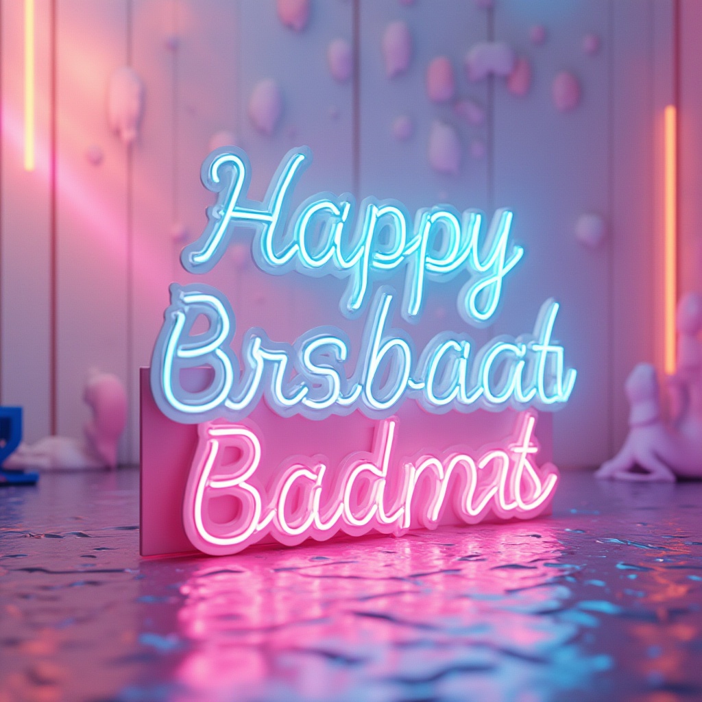 Prompt: Vibrant abstract background, bold typography, pastel hues, neon accents, futuristic gradient effects, 3D visual elements, metallic textures, reflective surfaces, modern minimalist aesthetic, sleek lines, geometric patterns, ambient lighting, shallow depth of field, 1/1 composition, realistic rendering, high-contrast colors, luminous highlights.