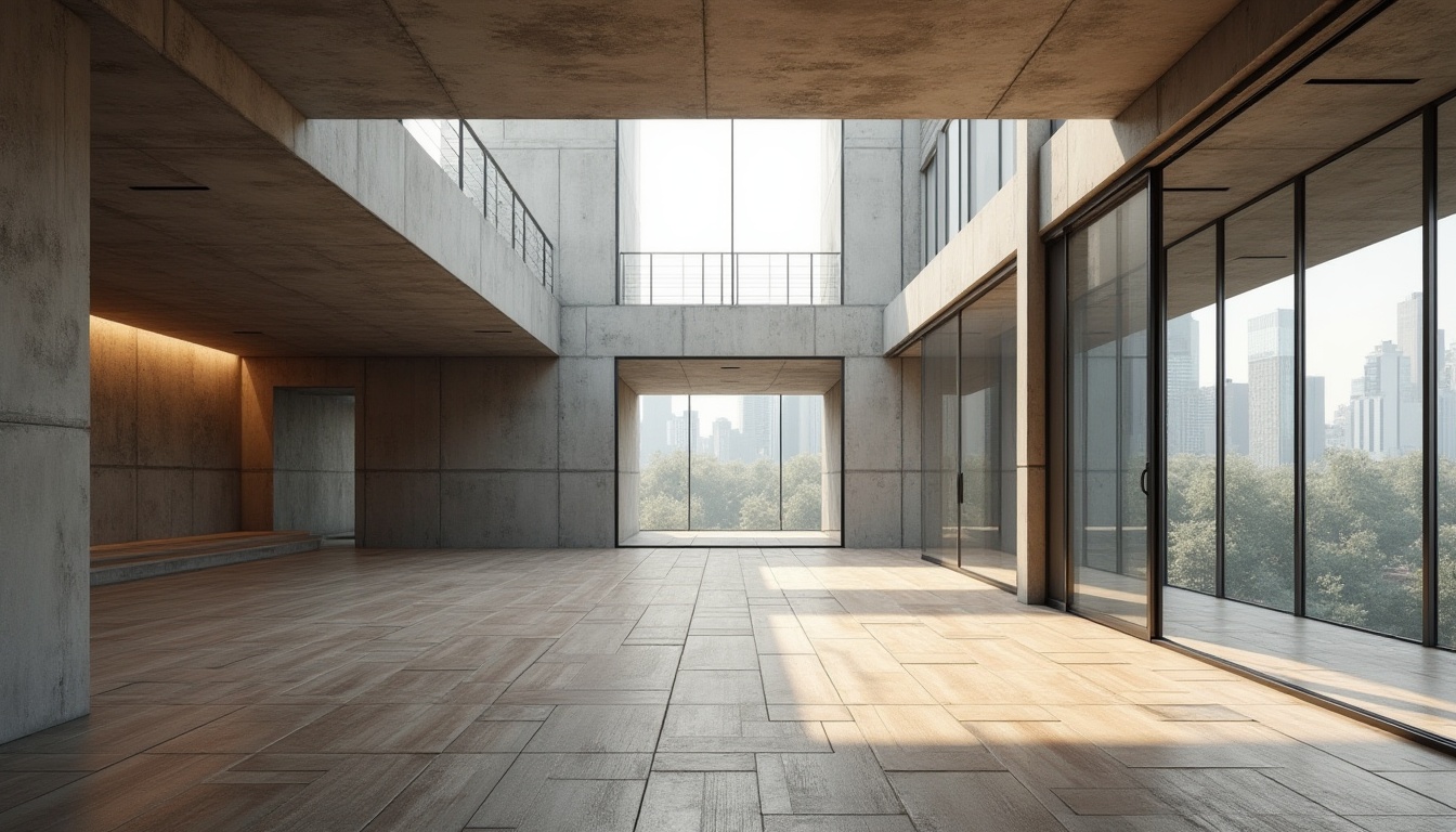 Prompt: Rough concrete walls, smooth wooden floors, matte steel beams, transparent glass facades, reflective aluminum panels, tactile brick surfaces, warm natural stone flooring, cool industrial metal textures, minimalist interior design, abundant natural light, soft shadows, subtle color palette, 1/1 composition, symmetrical architecture, urban cityscape, overcast sky, dramatic backlighting, high-contrast lighting, detailed architectural models.