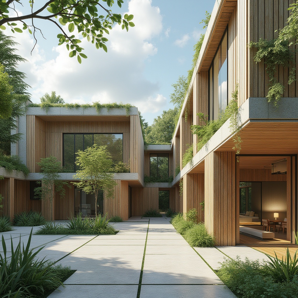 Prompt: Eco-friendly construction site, recycled materials, low-carbon footprint, green roofs, solar panels, wind turbines, rainwater harvesting systems, living walls, vertical gardens, natural ventilation systems, large windows, clerestory windows, skylights, bamboo structures, reclaimed wood accents, minimalist design, industrial chic aesthetic, exposed ductwork, polished concrete floors, energy-efficient appliances, water-conserving fixtures, futuristic architecture, curved lines, dynamic shapes, innovative textiles, 3/4 composition, soft natural lighting, realistic reflections.