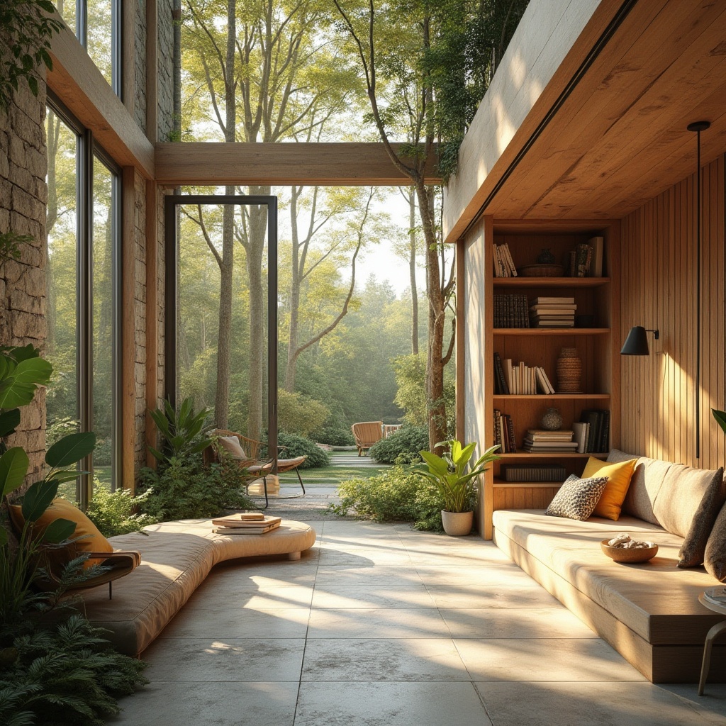 Prompt: Eco-friendly buildings, reclaimed wood accents, natural stone walls, energy-efficient windows, bamboo flooring, sustainable roofing materials, recycled glass tiles, minimalist decor, earthy color palette, organic textures, abundant natural light, soft warm ambiance, shallow depth of field, 1/1 composition, realistic renderings, ambient occlusion.