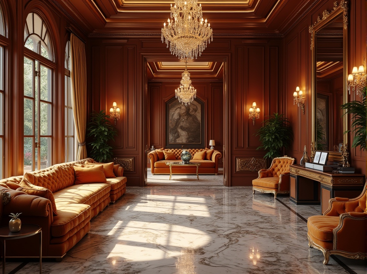 Prompt: Luxurious mansion, opulent interior design, rich wood textures, polished marble floors, lavish velvet upholstery, crystal chandeliers, metallic accents, sleek glass surfaces, premium leather furnishings, extravagant ornate details, sophisticated color palette, warm golden lighting, shallow depth of field, 1/1 composition, realistic reflections, ambient occlusion.