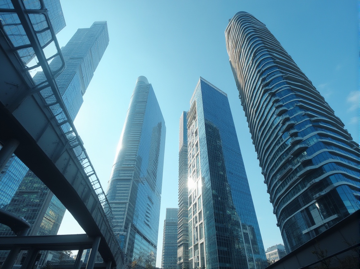 Prompt: Dramatic rooflines, bold architectural silhouettes, sleek modern buildings, curved metal structures, glass facades, cantilevered overhangs, minimalist details, subtle color contrasts, urban cityscape, clear blue sky, dramatic lighting effects, low-angle shots, 1/2 composition, high-contrast textures, ambient occlusion.Please let me know if this meets your requirements!