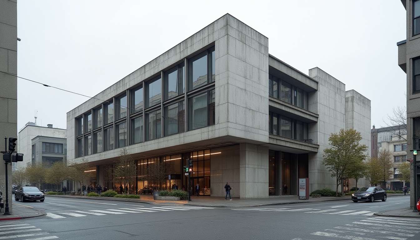 Prompt: Minimalist Bauhaus building, rectangular forms, clean lines, industrial materials, steel frames, large windows, clerestory lighting, open floor plans, minimal ornamentation, functional simplicity, urban cityscape, busy streets, modern infrastructure, overcast sky, soft diffused light, high contrast ratio, 1/1 composition, symmetrical framing, architectural photography, realistic rendering, ambient occlusion.