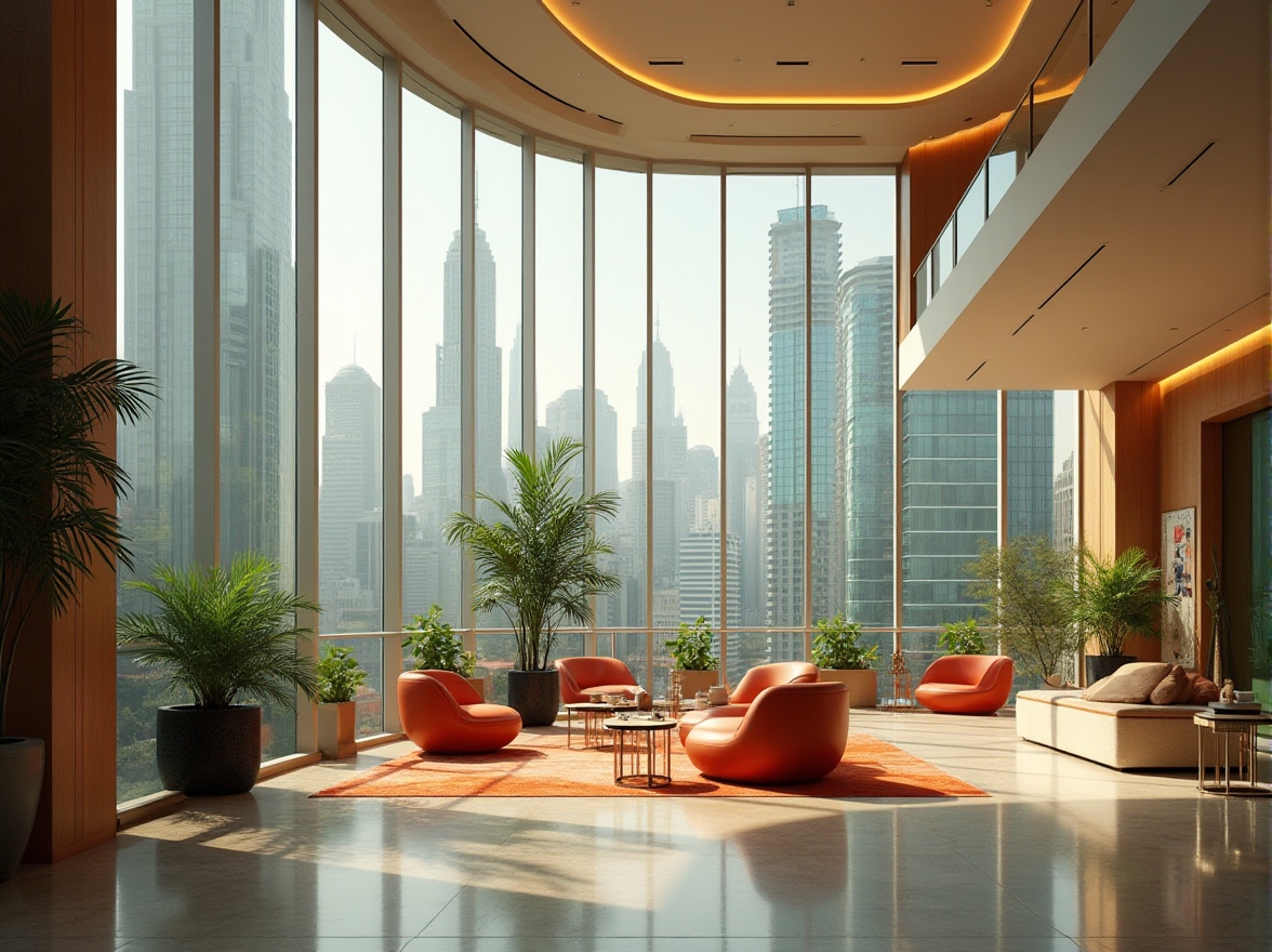 Prompt: Vibrant cityscape, modern skyscrapers, sleek glass facades, neutral beige tones, rich wood accents, bold red highlights, calming green walls, soft cream ceilings, metallic silver details, warm golden lighting, shallow depth of field, 1/1 composition, panoramic view, realistic textures, ambient occlusion.