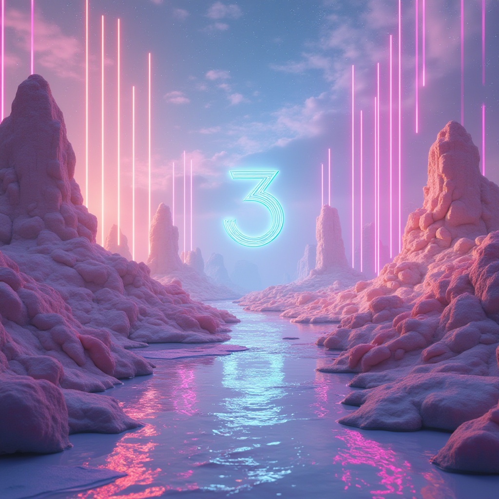 Prompt: Vibrant digital art, futuristic neon hues, pastel gradients, iridescent accents, metallic sheens, bold typography, abstract shapes, geometric patterns, surreal landscapes, dreamy atmospheres, ethereal lighting, soft focus blur, shallow depth of field, 1/1 composition, panoramic view, realistic textures, ambient occlusion.