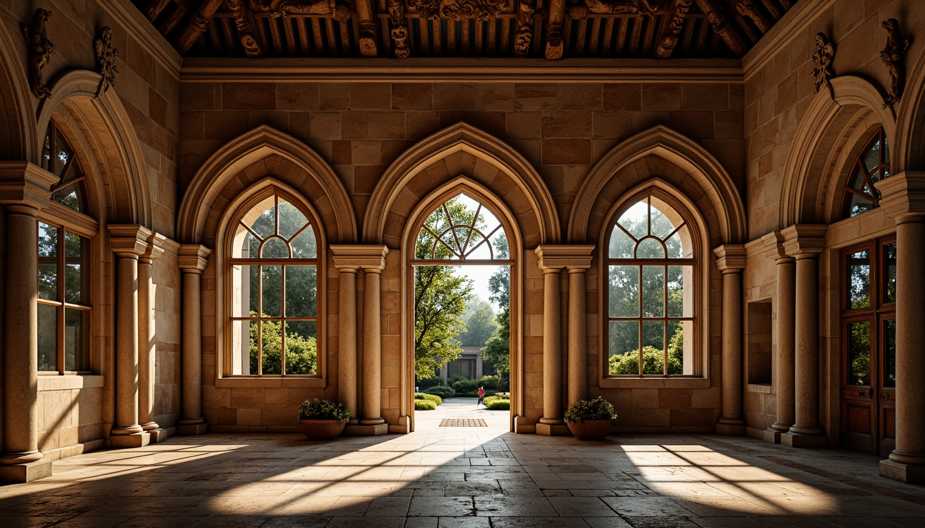 Prompt: Rustic archways, ancient Romanesque details, weathered stone walls, ornate carvings, grand entrance gates, symmetrical facades, majestic columns, intricate capitals, decorative vaults, ribbed ceilings, stained glass windows, warm golden lighting, soft focus, 1/2 composition, atmospheric perspective, high contrast, dramatic shadows, ambient occlusion.Please let me know if this meets your requirements!