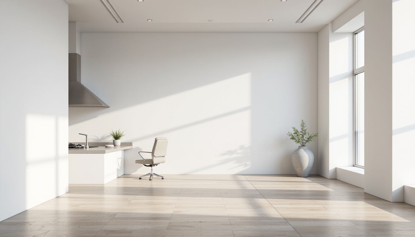 Prompt: Monochromatic minimalist interior, soft white walls, light wood flooring, sleek metal accents, subtle texture contrast, calm atmosphere, natural daylight, subtle shadows, 1/1 composition, shallow depth of field, realistic render, ambient occlusion.