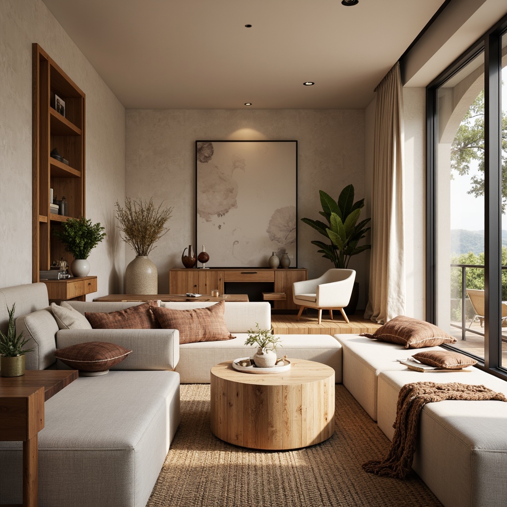 Prompt: Cozy interior design, plush upholstery, soft pastel colors, woven fabrics, natural fibers, ergonomic furniture, comfortable seating areas, warm ambient lighting, inviting atmosphere, residential architecture, modern homes, luxurious decor, sophisticated textiles, intricate patterns, subtle textures, 1/1 composition, shallow depth of field, realistic materials.