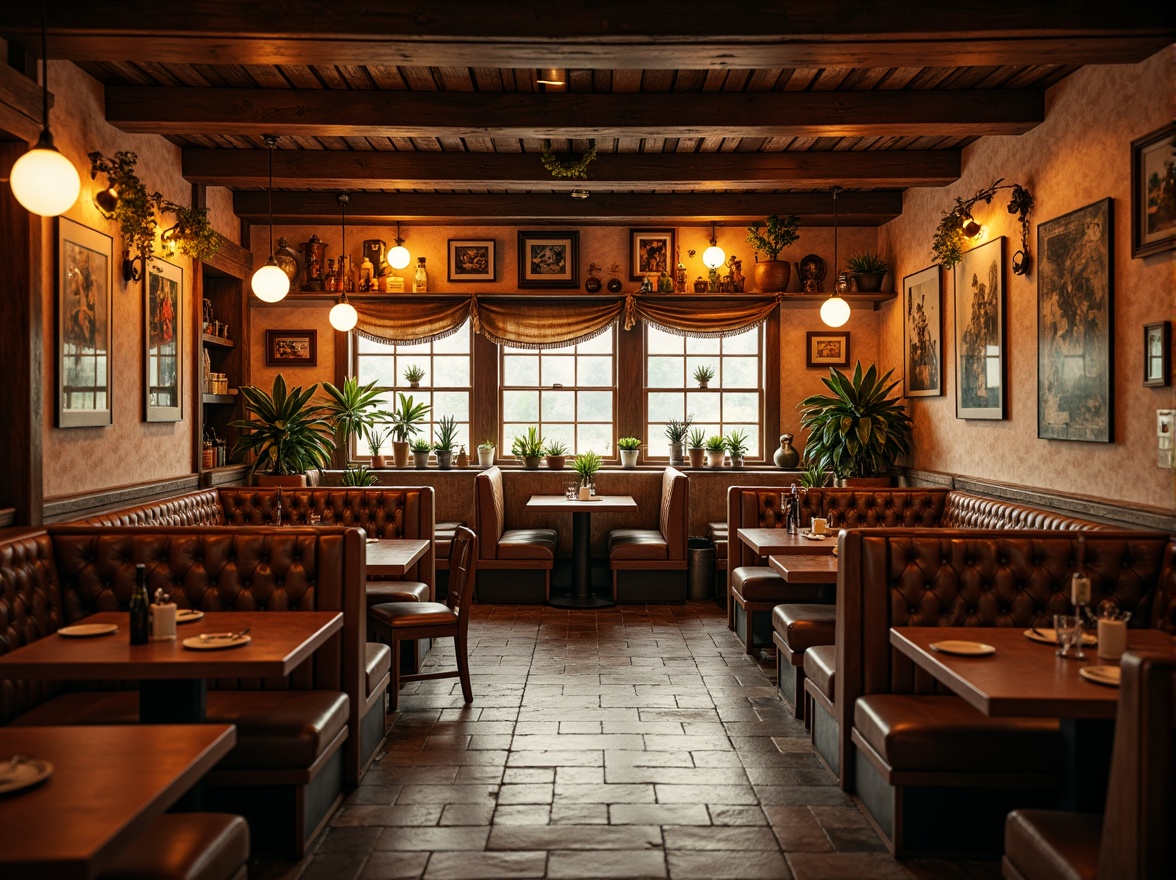 Prompt: Cozy local diner, warm earthy tones, rustic wooden accents, vintage decorative items, traditional regional cuisine, cultural heritage symbols, folk-inspired patterns, natural stone flooring, exposed brick walls, intimate seating areas, soft warm lighting, shallow depth of field, 3/4 composition, panoramic view, realistic textures, ambient occlusion.