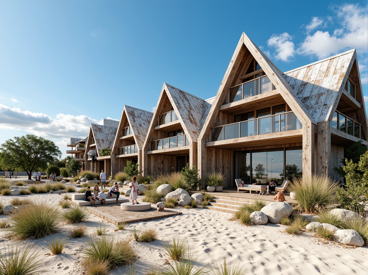 Prompt: Rustic coastal cottage, weathered wooden planks, driftwood accents, rough stone walls, sea-salt-crusted metal roofs, nautical-themed decorations, ocean-inspired color palette, sandy dunes, beachy grasses, clear blue skies, warm sunny day, soft natural lighting, 3/4 composition, shallow depth of field, realistic textures, ambient occlusion.