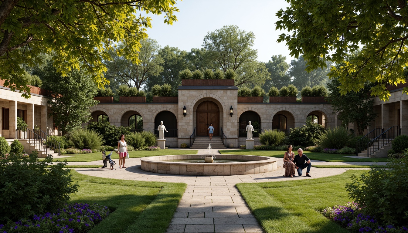 Prompt: Rustic stone walls, lush greenery, overflowing flowerboxes, curved archways, ornate fountains, majestic statues, sprawling lawns, meandering walkways, weathered bronze gates, romantic lanterns, soft warm lighting, shallow depth of field, 3/4 composition, panoramic view, realistic textures, ambient occlusion.