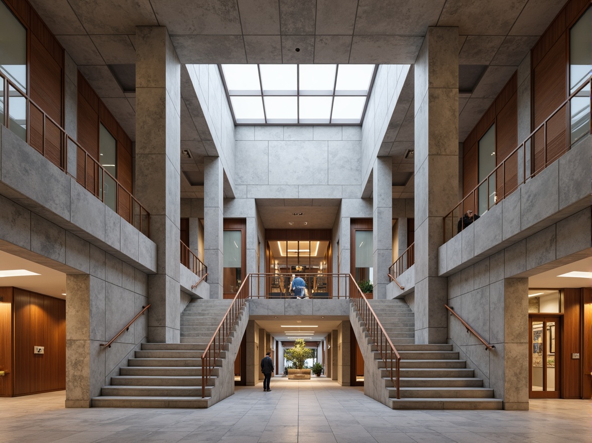 Prompt: Grand courthouse building, monumental columns, symmetrical facade, elegant stone cladding, grand entrance staircase, bronze doors, ornate metalwork, modernist architectural style, clean lines, minimal ornamentation, large windows, clerestory lighting, high ceilings, open atrium, natural stone flooring, warm wood accents, subtle color palette, overcast day, soft diffused light, shallow depth of field, 1/1 composition, realistic textures, ambient occlusion.