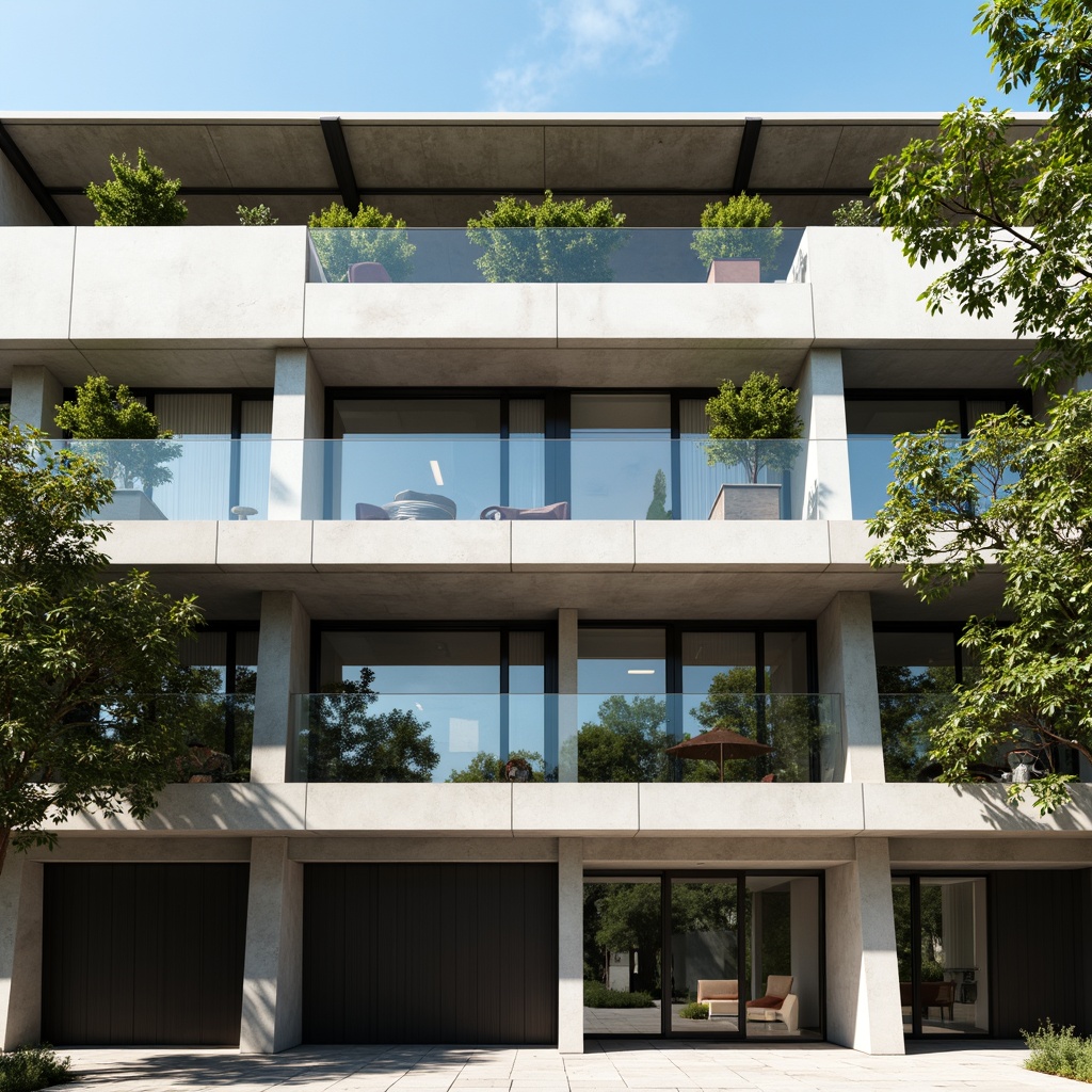 Prompt: Modernist building facade, clean lines, minimal ornamentation, rectangular forms, industrial materials, exposed ductwork, steel beams, concrete columns, large windows, sliding glass doors, cantilevered roofs, asymmetrical compositions, brutalist architecture, urban cityscape, sunny day, high contrast lighting, deep depth of field, 1/2 composition, dramatic shadows, realistic textures, ambient occlusion.