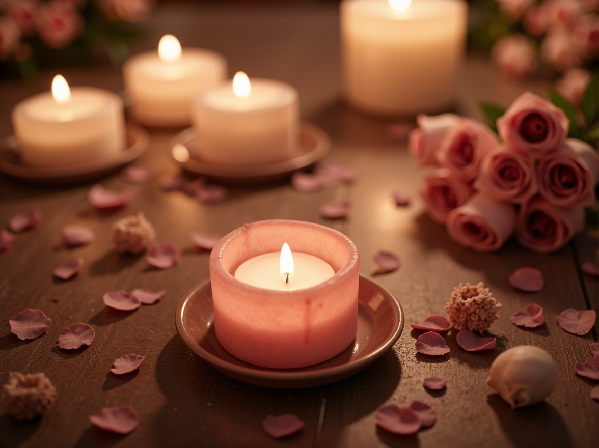 Prompt: Soft rose hues, warm beige tones, gentle peach undertones, rich burgundy accents, delicate blush shades, creamy ivory whites, subtle golden highlights, romantic candlelight glow, intimate atmospheric lighting, 1/1 composition, shallow depth of field, soft focus effect, realistic textures, ambient occlusion.