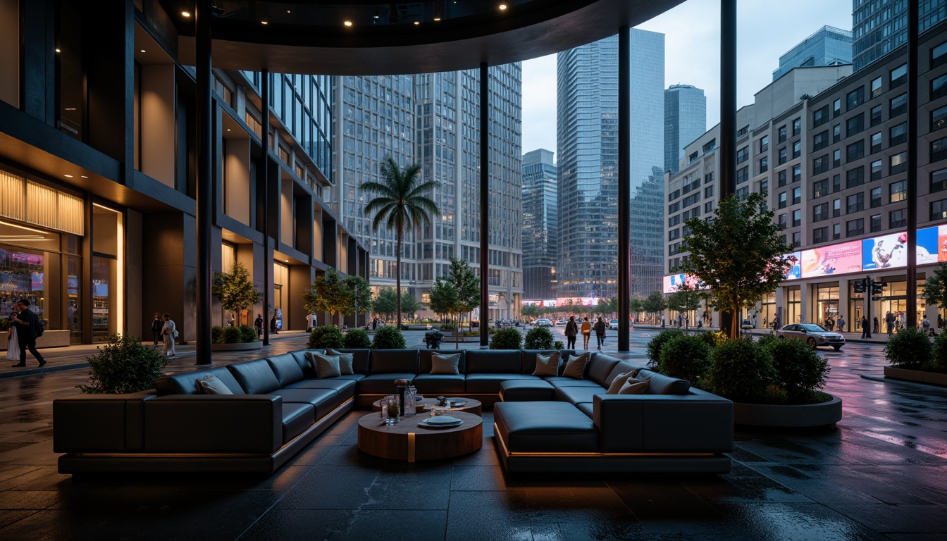 Prompt: Curved lines, minimal ornamentation, monochromatic color scheme, polished metal accents, luxurious leather upholstery, sophisticated urban surroundings, modern high-rise buildings, sleek skyscrapers, bustling city streets, vibrant neon lights, rainy evening atmosphere, shallow depth of field, 1/1 composition, cinematic lighting, realistic reflections, ambient occlusion.