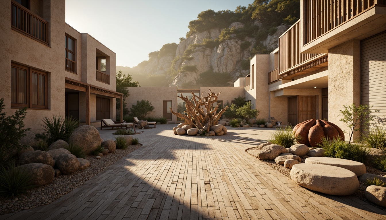 Prompt: Weathered wooden planks, rusty metal corrals, driftwood sculptures, sea-eroded stones, ocean-inspired murals, beachy stucco walls, salty misty atmosphere, warm golden lighting, soft focus effect, shallow depth of field, 2/3 composition, symmetrical framing, realistic weathering effects, ambient occlusion.