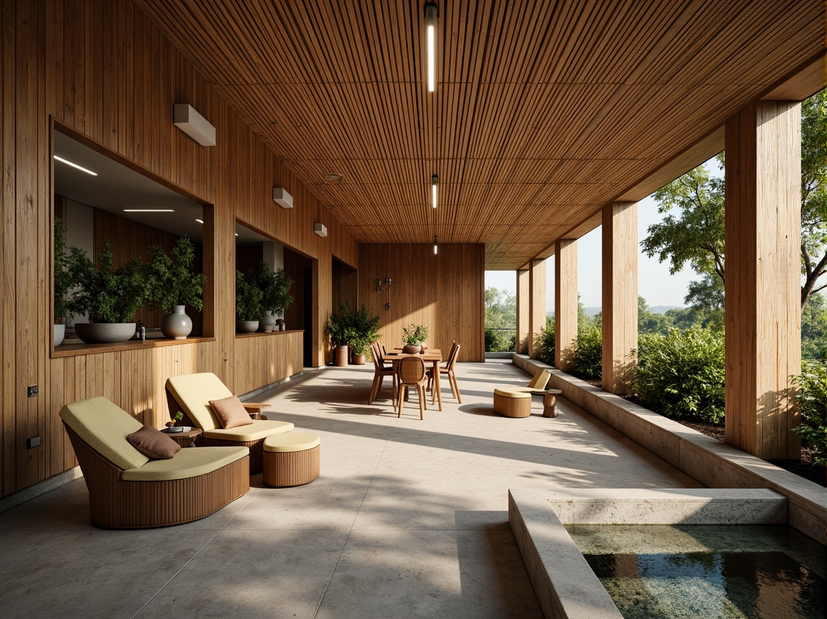 Prompt: Earthy tones, reclaimed wood, bamboo textures, sustainable forestry, low-carbon concrete, recycled glass aggregates, natural fiber insulation, eco-friendly paints, living roofs, green walls, organic shapes, curved lines, earthy color palette, warm ambient lighting, soft focus, shallow depth of field, 2/3 composition, realistic renderings.