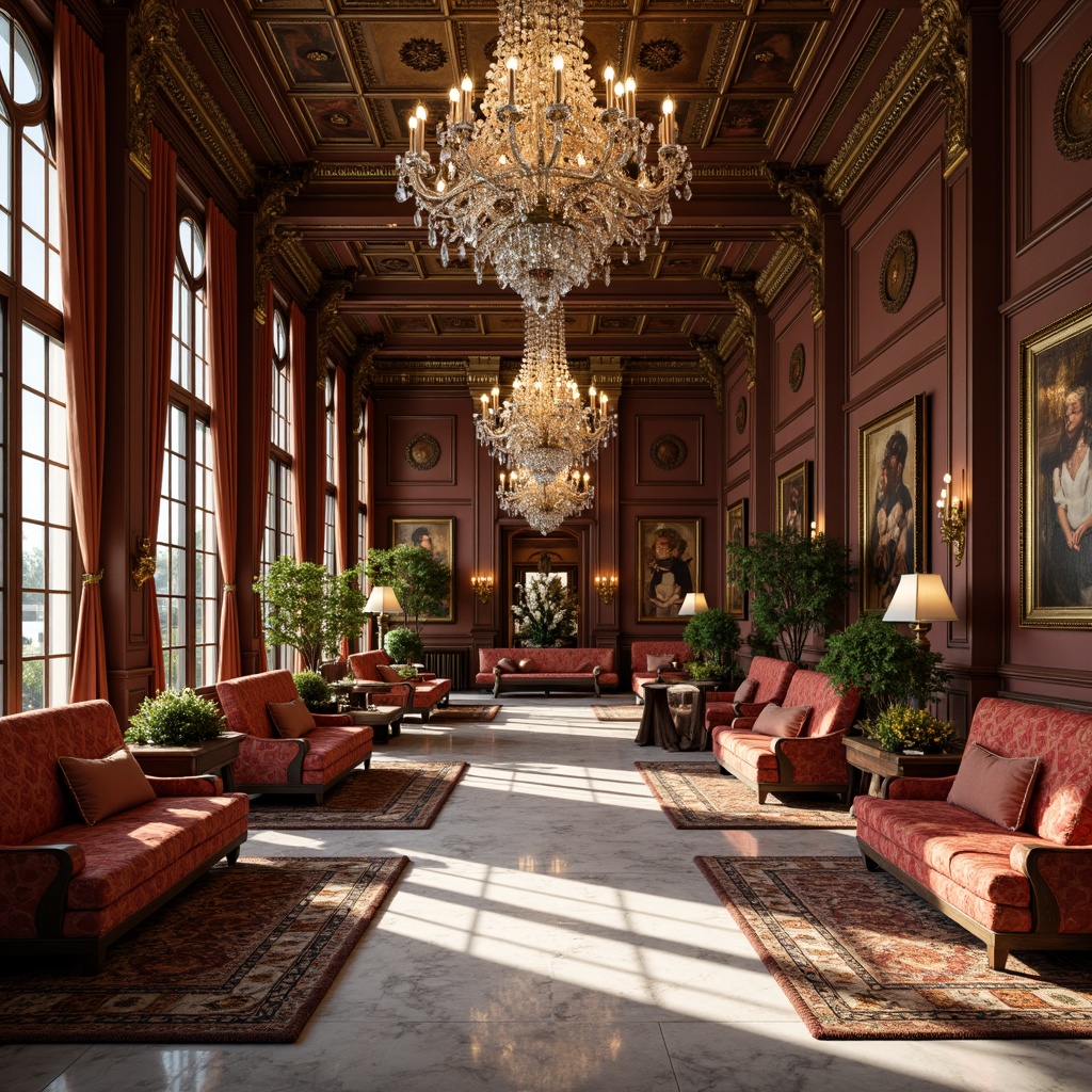 Prompt: Intricate ornate patterns, lavish gold accents, luxurious velvet fabrics, grandiose crystal chandeliers, opulent marble floors, elegant curved lines, richly textured walls, sophisticated molding details, refined decorative trim, majestic high ceilings, dramatic floor-to-ceiling windows, warm soft lighting, subtle shading, 1/1 composition, close-up shot, realistic reflections, ambient occlusion.