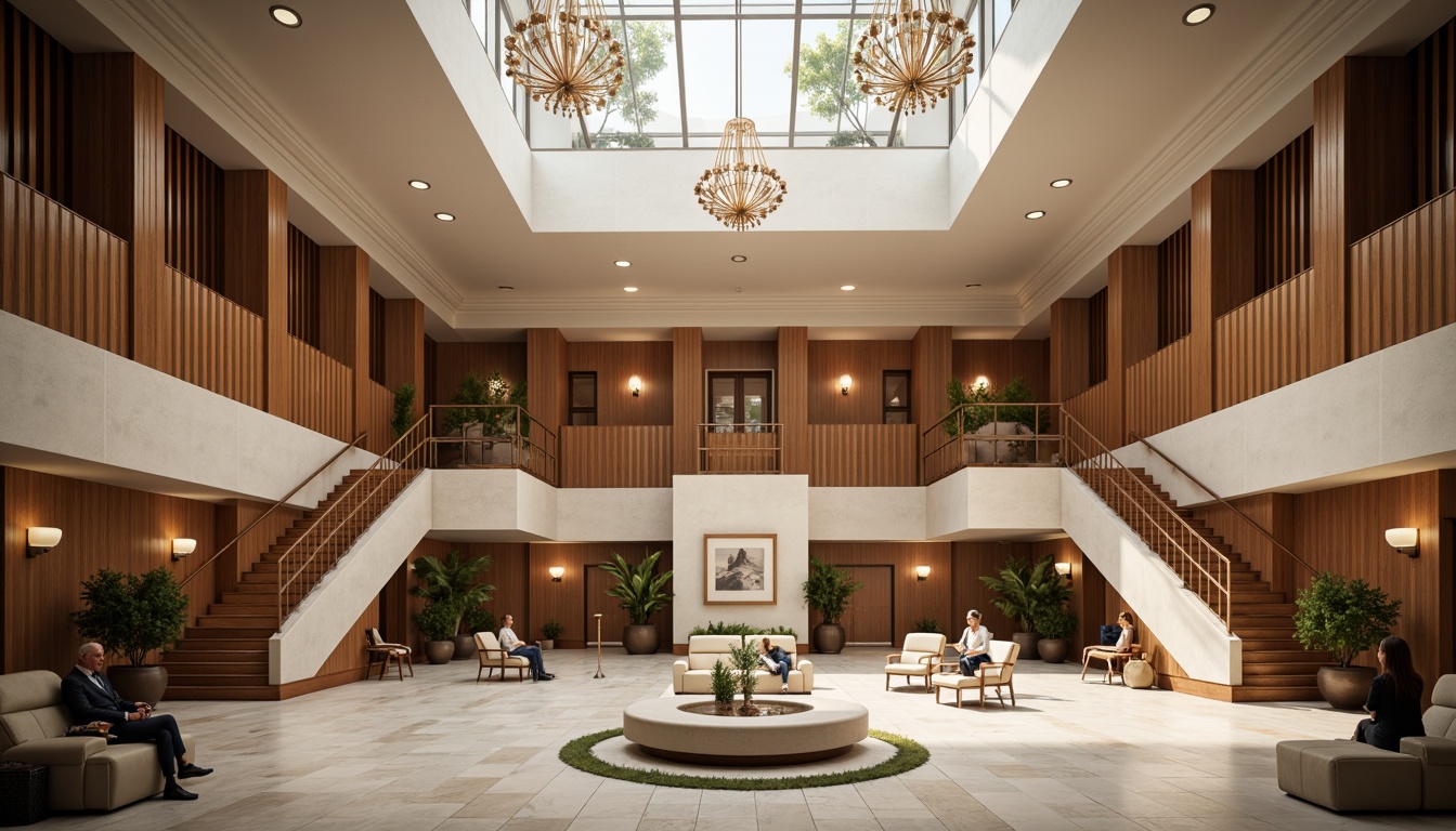 Prompt: Grand courthouse interior, high ceilings, marble flooring, wooden paneling, ornate chandeliers, stately columns, elegant staircases, comfortable seating areas, acoustic paneling, natural light infusion, spacious atriums, minimalist decor, neutral color palette, subtle texture contrasts, soft warm lighting, shallow depth of field, 1/2 composition, realistic reflections, ambient occlusion.