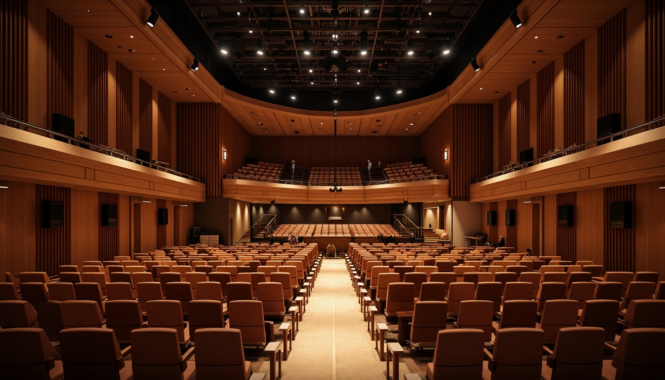 Prompt: Luxurious concert hall, rich wood paneling, sound-absorbing materials, optimal speaker placement, professional audio equipment, premium leather seating, sophisticated lighting design, intimate stage setting, precise acoustic calculations, 3D modeling simulations, echo-reducing treatments, immersive audio experiences, warm ambient lighting, shallow depth of field, 1/2 composition, realistic textures, ambient occlusion.