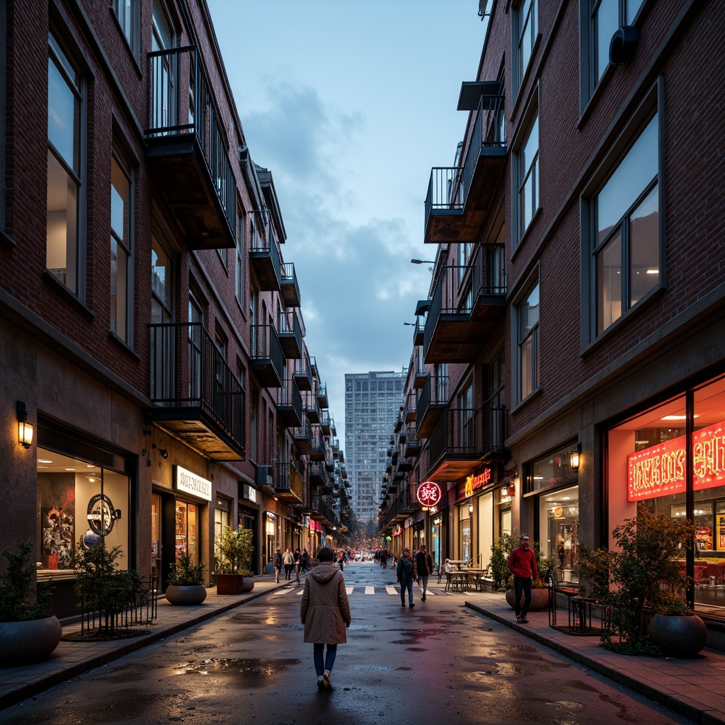 Prompt: Gritty urban landscape, crumbling brick facades, rusted metal beams, abstract cinematic compositions, deconstructivist architecture, fragmented buildings, exposed ductwork, neon lights, cityscape at dusk, shallow depth of field, 1/1 composition, high-contrast lighting, dramatic shadows, realistic textures, ambient occlusion, metropolitan atmosphere, bustling streets, pedestrian traffic, eclectic urban furniture, street art murals, avant-garde sculptures, industrial materials, distressed concrete walls.