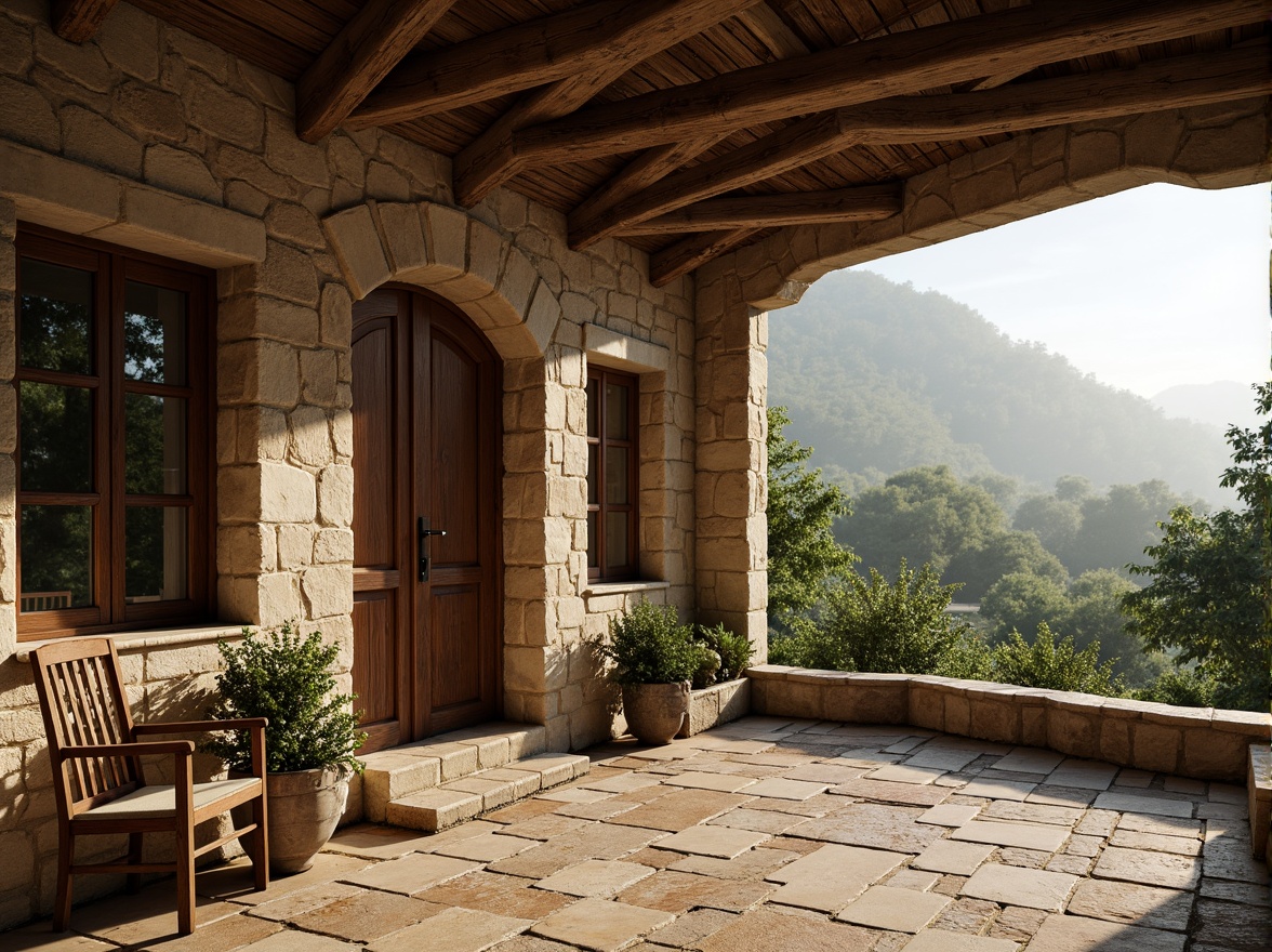 Prompt: Rustic regional architecture, wooden beams, stone walls, clay roof tiles, ornate doorways, arched windows, earthy color palette, natural textures, rural landscape, rolling hills, verdant forests, misty morning, warm soft lighting, shallow depth of field, 1/2 composition, intimate view, realistic materials, ambient occlusion.Let me know if you need any adjustments!