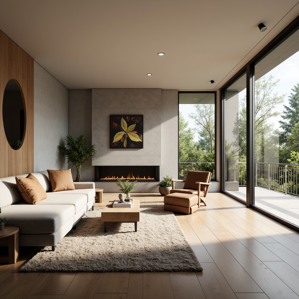 Prompt: Modern minimalist living room, sleek low-profile furniture, neutral color palette, polished wooden floors, floor-to-ceiling windows, natural light pouring in, optimized spatial flow, functional zones, cozy reading nook, plush area rug, ambient warm lighting, 1/1 composition, soft focus blur, realistic textures, subtle shadowing.