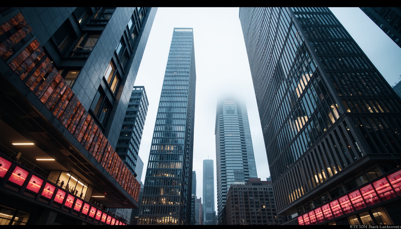 Prompt: Urban cityscape, sleek skyscrapers, minimalist architecture, clean lines, geometric shapes, abstract patterns, metallic materials, reflective surfaces, modern art installations, neon lights, vibrant colors, futuristic ambiance, low-angle shot, dramatic shadows, high-contrast lighting, 2/3 composition, cinematic mood, atmospheric fog, realistic textures, ambient occlusion.