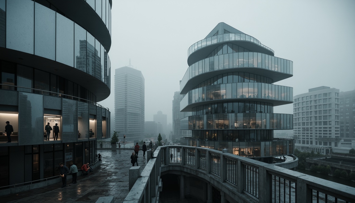 Prompt: Monochromatic color scheme, sleek watching towers, metallic structures, reflective glass surfaces, minimalist design, bold geometric shapes, urban cityscape, concrete foundation, industrial textures, atmospheric lighting, misty fog effect, shallow depth of field, 3/4 composition, low-angle shot, cinematic mood, moody color palette, dark accents, neon lights, futuristic ambiance.