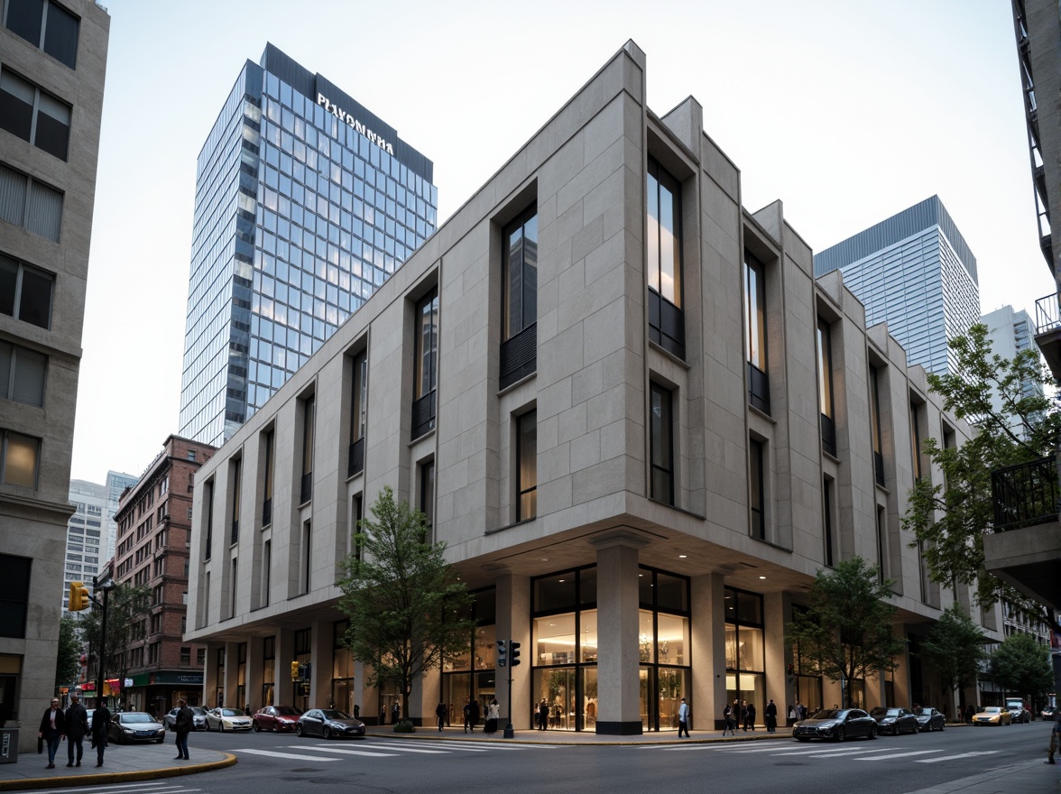 Prompt: Rugged brutalist building, fortress-like structure, raw concrete surfaces, monumental scale, geometric forms, angular lines, minimal ornamentation, industrial materials, steel beams, exposed ductwork, functional simplicity, dramatic natural light, high ceilings, open floor plans, urban cityscape, busy streets, modern skyscrapers, 3/4 composition, low-angle shot, realistic textures, ambient occlusion.