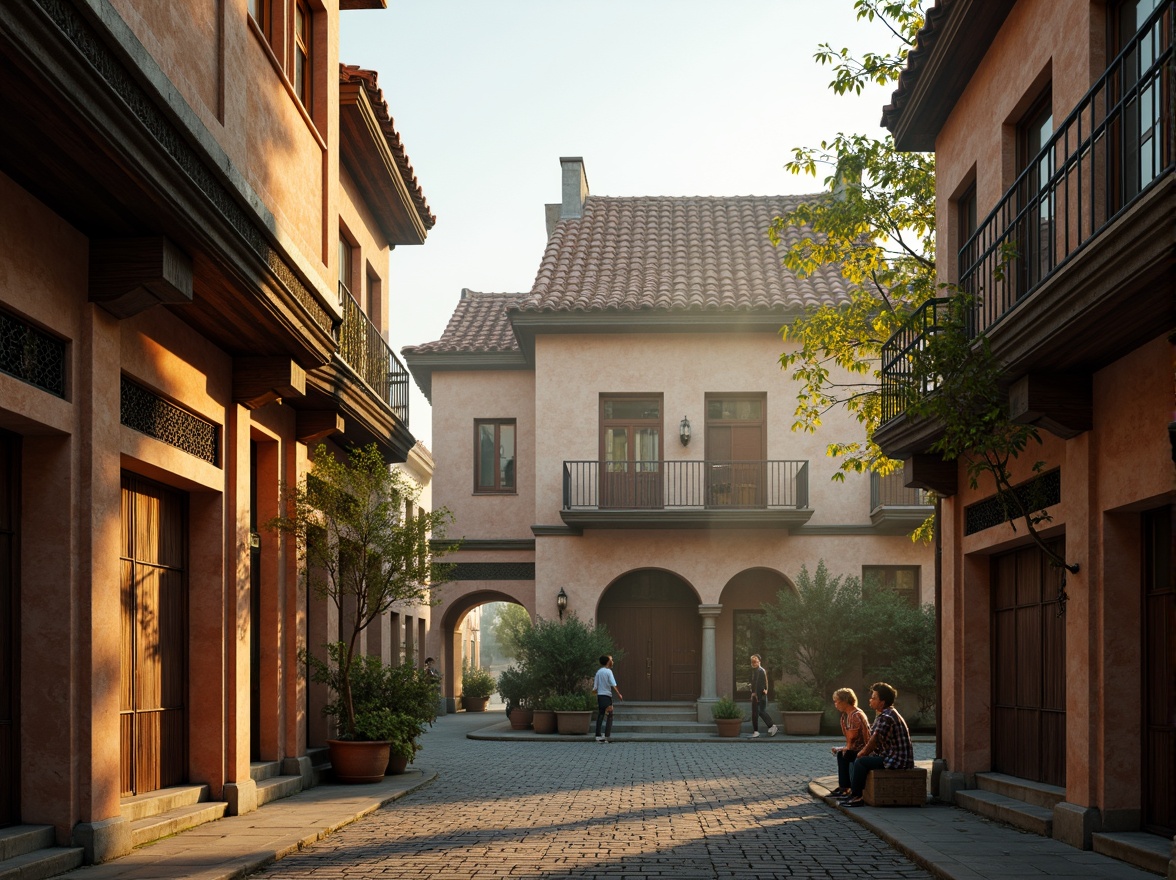 Prompt: Regional cultural heritage, traditional architecture, local materials, earthy tones, natural textures, intricate patterns, vibrant colors, ornate details, historic landmarks, bustling streets, urban density, morning mist, warm golden light, shallow depth of field, 1/2 composition, cinematic view, realistic ambiance, subtle atmospheric effects.