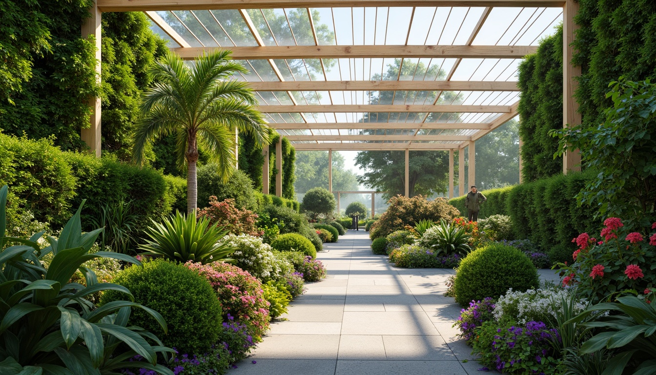 Prompt: Vibrant greenhouse interior, lush green walls, tropical plants, natural stone floors, wooden trellises, modern minimalist architecture, large glass roofs, soft diffused lighting, warm humid climate, misting systems, automatic irrigation, fogging systems, exotic flowers, butterflies, serene ambiance, 1/1 composition, shallow depth of field, realistic textures, ambient occlusion.