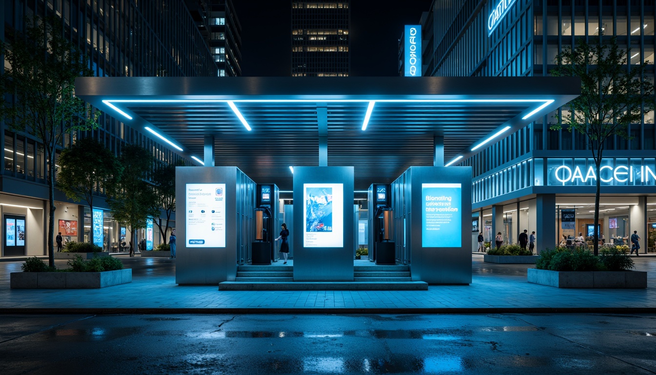 Prompt: Modern charging station, sleek metal architecture, neon-lit signage, futuristic aesthetic, electric blue accents, silver metallic surfaces, high-tech gadgets, urban cityscape, night-time ambiance, soft glowing lights, shallow depth of field, 3/4 composition, panoramic view, realistic textures, ambient occlusion.