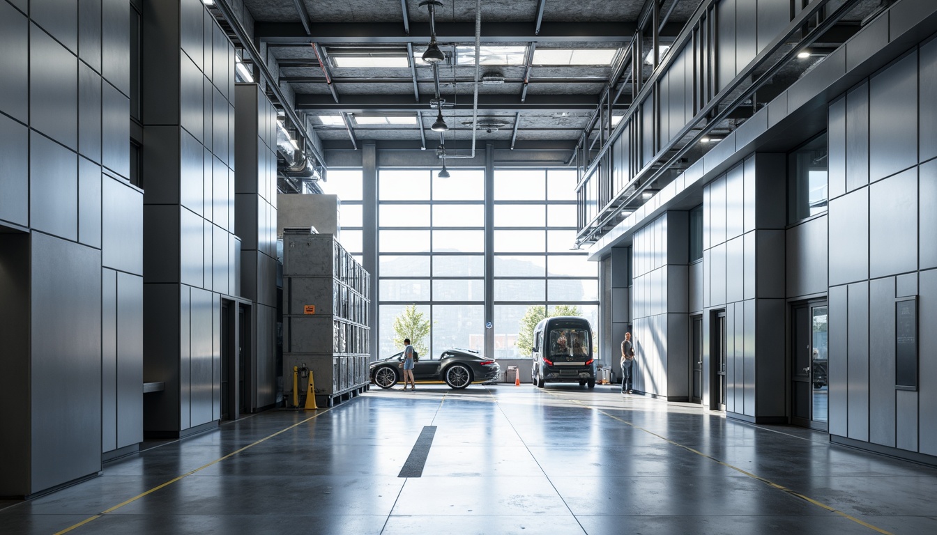 Prompt: Modern industrial facility, sleek aluminum panels, polished metal surfaces, minimalist design, functional architecture, abundant natural light, high ceilings, open spaces, mechanical equipment, futuristic machinery, silver tones, subtle reflections, shallow depth of field, 1/1 composition, softbox lighting, realistic metallic textures, ambient occlusion.