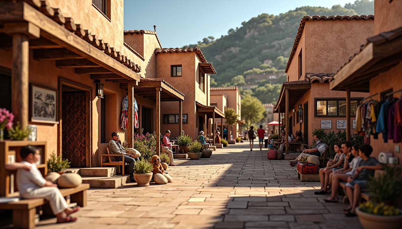 Prompt: Vibrant cultural heritage, traditional regional architecture, rustic earthen walls, tiled roofs, ornate wooden doors, colorful local textiles, authentic ethnic patterns, bustling street markets, lively urban atmosphere, warm golden lighting, shallow depth of field, 3/4 composition, panoramic view, realistic textures, ambient occlusion.