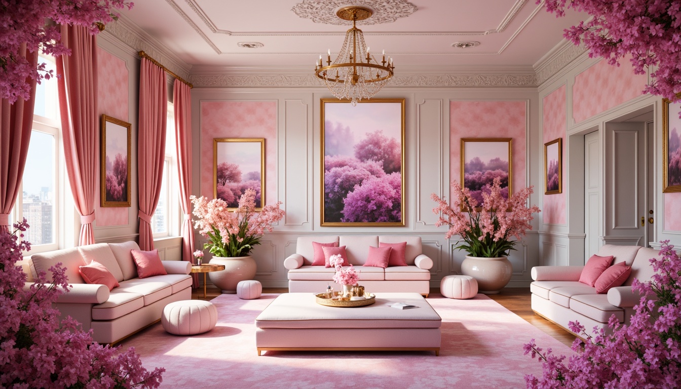 Prompt: Vibrant magenta accents, pastel pink hues, soft peach tones, creamy whites, rich charcoal grays, deep blues, luxurious velvety textures, ornate golden frames, delicate floral patterns, whimsical illustrations, dreamy atmospheric lighting, 1/1 composition, intimate close-ups, realistic reflections, subtle gradient overlays.