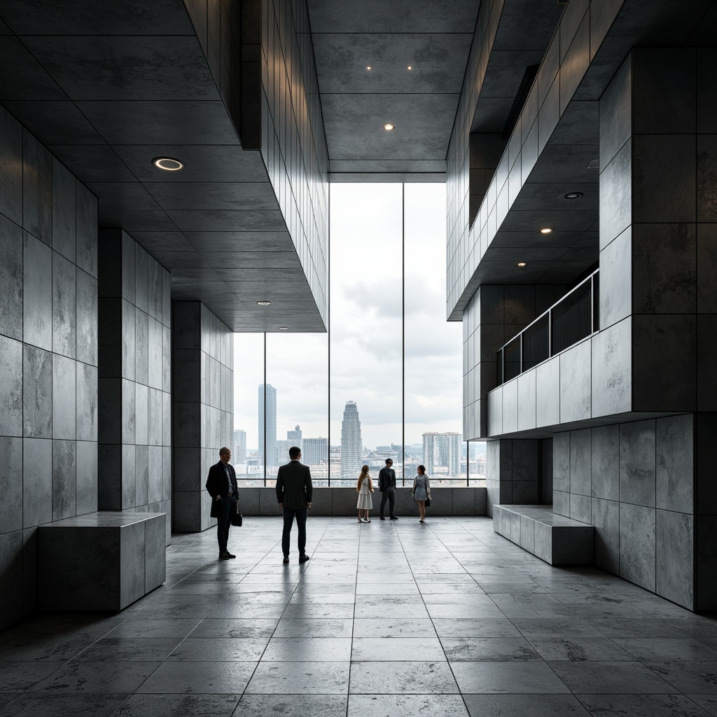 Prompt: Modern architecture, abstract geometries, clean lines, minimal ornamentation, industrial materials, exposed ductwork, polished concrete floors, geometric patterns, angular forms, futuristic ambiance, urban cityscape, gray tone color palette, dramatic lighting, high contrast shadows, 3/4 composition, shallow depth of field, realistic textures, ambient occlusion.